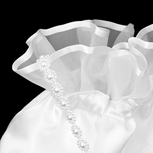 ULTNICE Brautbeutel Brauttasche Satinbeutel Handtasche mit Perlen Blüten (Weiß) - 7