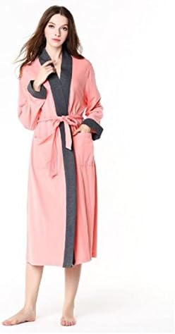 LIUDOUCotton Bathrobes Lovers Spring Autumn Casual Pajamas Cotton Bathrobe , pink , xxl