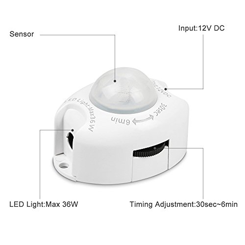 IWILCS Bett Licht, 2*120CM 12V DC LED-Streifen Licht, Automatisch Ein/Aus Bewegungs Aktiviert LED Lichtleiste, Nachtlicht Bewegungsmelder, Wasserdicht Led Licht Kit (Warmweiß, 2 Sensoren) - 6