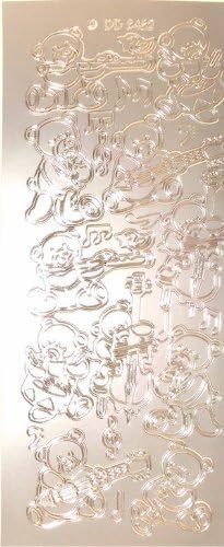 Musical Teddy Bears Silver Peel Off Outline Sticker