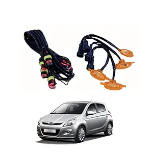 PRIKNIK LED Grille Lights Amber Yellow Grill Led with Fuse Adapter Wiring Harness Kit (4PCS, Amber Shell with Amber Light) Compatible with i20