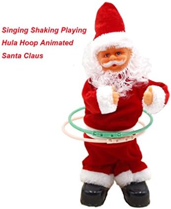 FHD Christmas Santa Claus Figure Hula Hoop Singing Dance Electric Santa Claus Toys for Kids XMAS Decorations Christmas Funny Gift and Celebration