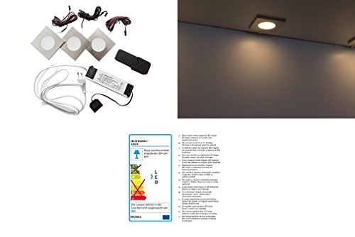 Preisvergleich Produktbild Heitronic LED UNTERBAU / EINBAUSTRAHLER PALERMO 3ER SET ECKIG (914923016)