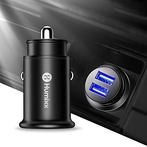 Caricabatteria da Auto,Humixx Caricatore per Auto Universale 4.8A/24W Caricatore accendisigari 2 Rapido USB Porte Car Charger Supporta iPhone, iPad, Tablet, Smartphone,Huawei,LG,HTC e gli altri dispositivi USB-nero