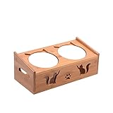 2.Construcción De Bambú Natural Y Hermosa Con Estos Recipientes Desmontables Que Le Permiten Llenar Los Recipientes De Comida Y Agua De Su Mascota Sin Mover Toda La Unidad.