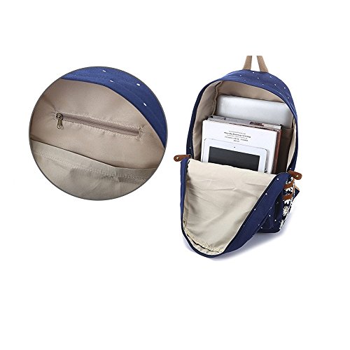 Evay Canvas Rucksack Retro Vintage Stil Bunte Polka Dot Daisy Blume Schulrucks  cke Schule Tasche f  r Damen und Herren Leichte Niedlichen Wasserdicht