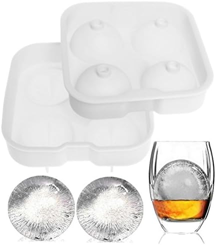 Aosika Ice Cube Tray Premium Ice Ball Maker Mold Silicone Ice Tray With 4 X 4.5cm Round Ice Ball Spheres