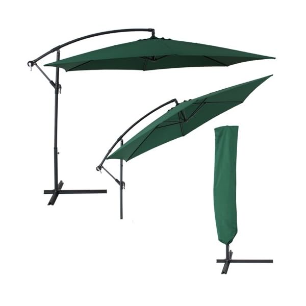 TecTake garden cantilever parasol + uv protection 3.5 m diameter with protective cover (Green)