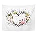 Produktbild AOCCK Wandteppiche Tapestry Wall Hanging Heart Shape Branches Apple Blossom Sakura Flowers Watercolor Floral 60"x 80" Home Decor Art Tapestries for Bedroom Living Room Dorm Apartment