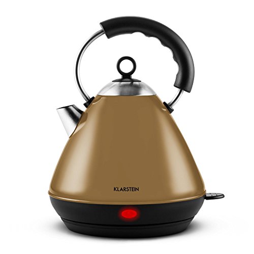 Klarstein Charlotte Cappuccino Wasserkocher Teekessel (2200 Watt, 2 Liter, Edelstahl, Kalkfilter, Cool-Touch-Griff) braun - 5