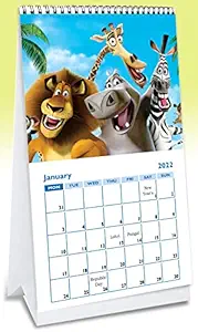 AccuPrints Cartoon Desk Calendar 2022 (4x8) inch 12 Pages Calendar and Planner with Motivational Inspirational