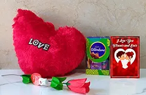 Valentine Cadbury Celebrations Chocolate Gift for Girlfriend Boyfriend Girls Boys Husband Special Wife Fiance Plush Love Heart Shape Cushion Pillow Artificial Teddy Bear Rose Valentine Gifts