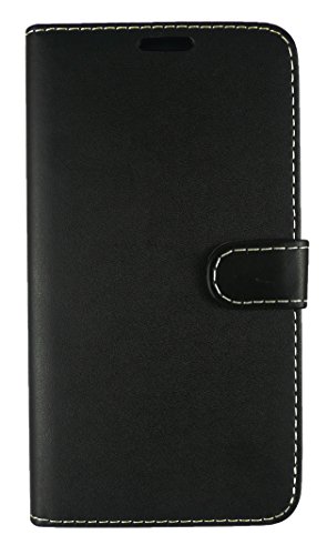 Emartbuy Samsung Galaxy Note 4 Premium PU Leather Funda Wallet Soporte Carcasa Case Cover PU Cuero Negro con Tarjeta de Cr  dito Slots