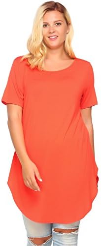 ZEARO Women Short Sleeve Solid Casual Loose Long Curved Hem T-Shirt Tops Plus Size