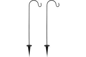 Fiacvrs 2 Pack Shepherds Crook Hooks, 68cm Adjustable Height Shepherds Hooks with Base, Garden Hanger Stands for Hanging Basket Stand, Garden Lights, Lanterns, Plant Baskets, Wedding Decor
