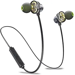 iGRiD IG-8202 in-Ear Magic Wireless Bluetooth Earphones with Mic - Sweat Proof and Long Battery Life Flexible Neckband Headphones with High Bass (Black)