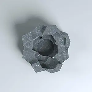 Greyt Calyx Designer Concrete Cement Ashtray Geometric Flower shape, tea light candle stand or accessory tray for lighter and cigarette, gift for smoker, Raw Concrete Grey Coloured Home Decor Gift