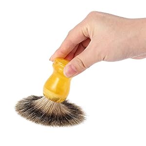 Anself Hair Shaving Brush Professional Pure Badger Yellow Handle Barber Salon Men Facial Beard Cleaning Appliance Shave… - Image 5