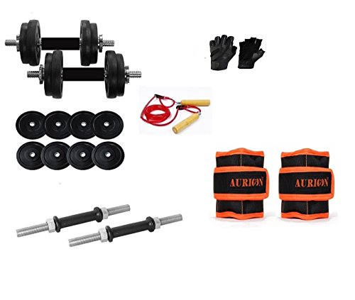 Aurion C12 Plastic Dumbell Set Combo, 12Kg (Black/Chrome)