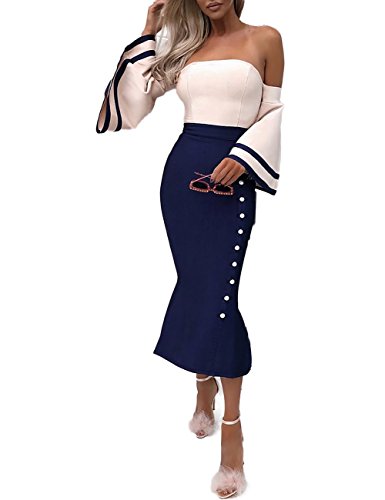 Boutiquefeel Women Off The Shoulder Long Flare Sleeve Mermaid Pencil |  Desertcart Fiji