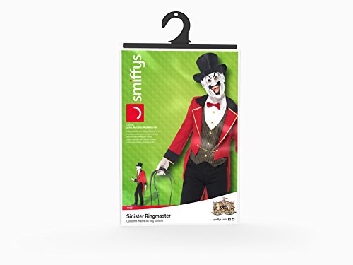 Smiffys Adult Men's Sinister Ringmaster Costume, Jacket, Mock Shirt, Mask and Top Hat, Cirque Sinister, Halloween, Size: L, 44007