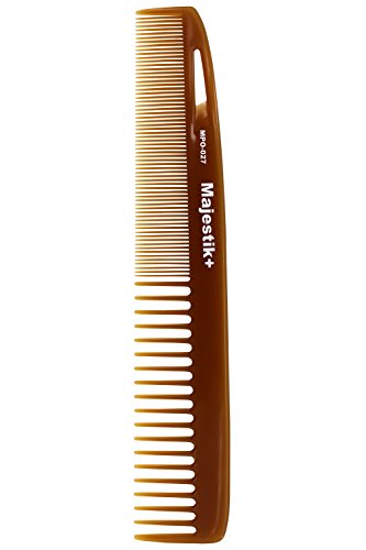 Hair Comb- a Setting Hair Comb infused with Natural Essence Oil by Majestik+, Wide and Fine Tooth Comb, Brown, With Free Bespoke PVC Product Pouch (MPO-027)