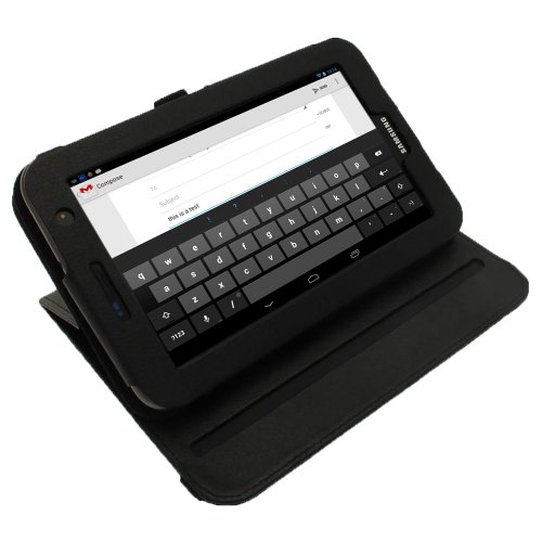 igadgitz 360° Rotierende Abnehmbare Schwarz PU Leder Tasche Schutzhülle Hülle Ledertasche Lederetui Etui Case für Samsung Galaxy Tab 2 P3100 P3110 7.0 3G & WiFi Android 4.0 Internet Tablet + Displayschutzfolie - 5