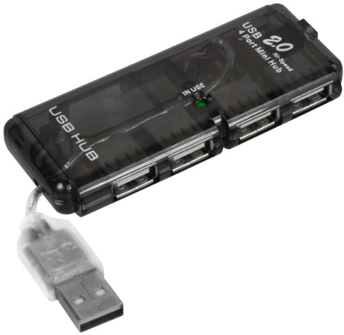mumbi USB HUB – USB 2.0 – 4 Port Anschlüsse – Bus powered – ohne Netzteil – Plug & Play – Windows 2000 XP Vista 7 Mac Os transparent schwarz - 6