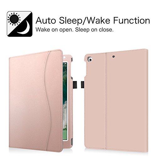 Fintie iPad 9.7 Zoll 2017 / iPad Air 2 / iPad Air Hülle – [Eckenschutz] Multi-Winkel Betrachtung Folio Stand Schutzhülle Cover Case Tasche mit Dokumentschlitze, Standfunktion, Auto Wake / Sleep für Apple iPad 2017 Neue Modell 9.7″ Retina Display Tablet, iPad Air 1/2, Roségold - 2