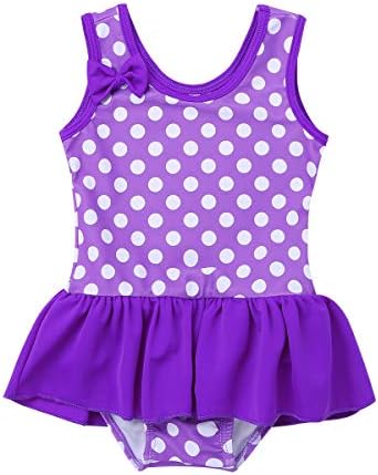 Newborn Baby Girls Toddler Cute Polka Dots One Piece Ruffle Skirted Swimsuit Swimwear