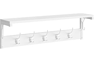 HOOBRO Klädhängare för ingång, vägghängare, vägghylla, med 7 krokar, för entré, vardagsrum, kök, vit EWT16YM01