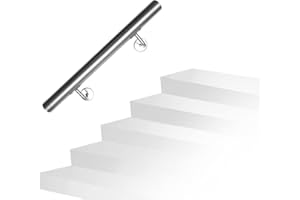 Daromigo Barandilla de acero inoxidable, pasamanos para escaleras, pasamanos de pared, escaleras con soporte de pared y tapas finales, barandilla de escalera interior y exterior, longitud: 50 cm
