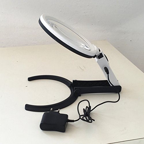 Lupa Plegable De 130mm 5x Con Soporte 12 Leds