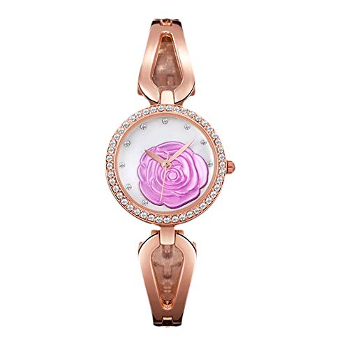 Reloj de Pulsera de Cuarzo Analógico Resistente al Agua de Dama,Reloj de Oro Rosa para Mujer