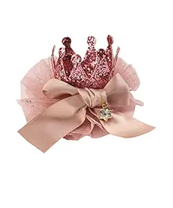 Yellow Bee Embellished Crown Shimmer Hair Clips for Girls, Pink, One Size
