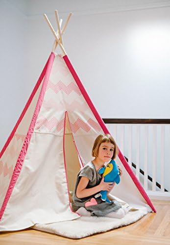 KiddyPlay Pink Canvas Wooden Teepee