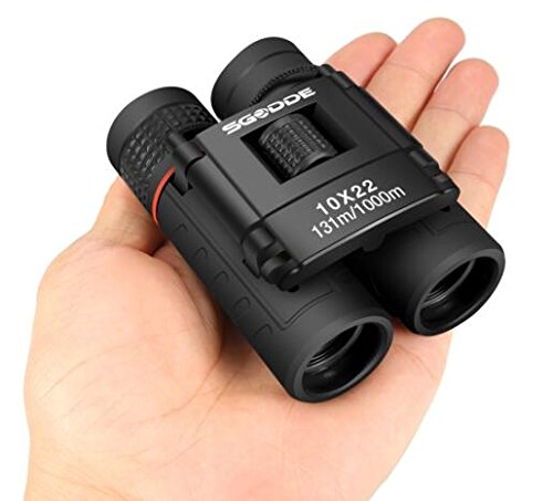 Prismáticos 10 x 22, SGODDE Ligero Compacto Plegable Telescopio, Pequeño Bolsillo Mini Prismáticos para Niños/ Adultos/ al aire libre Birding/ Viaje/ Turismo/ Caza, Navidad regalos