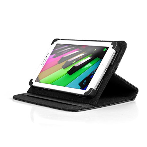 OOH!COLOR® Schwarz UNIVERSAL Tablet Tasche für jeden 10 Zoll Bildschirm Tablet mit NFL002 Orchidee Rosa Blume Motiv Hülle Kunstleder Muster Flip Case mit Standfunktion - 4