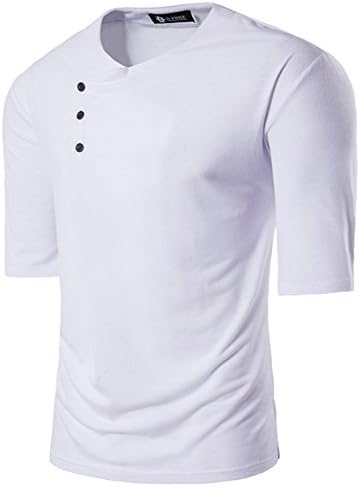 Men's Casual T-Shirt Slim Joker Fashion Loose Large Size Sliding Door V-Neck Short-Sleeve T-Shirt (M, White)