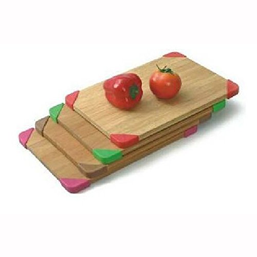 Schneidebrett Bambus 34 x 24 cm antibakteriell mit Rutschstopper | Aufschnittplatte Käseplatte (grün) (rot) - 2