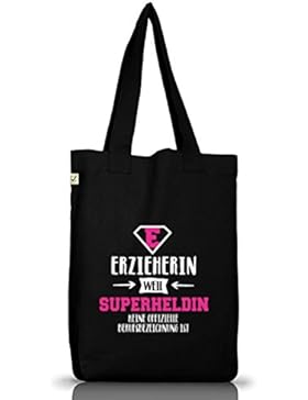 Geburtstags,-Jubiläums,-Abschiedsgeschenk Jutebeutel Earth Positive Erzieherin - Superheldin