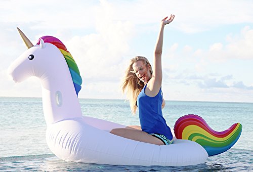 PLEMO Riesiges Einhorn Aufblasbares Kinderbett Sofa Luftmatratze Luftbett, Ideales Geschenk für Ihre Kinder - 5