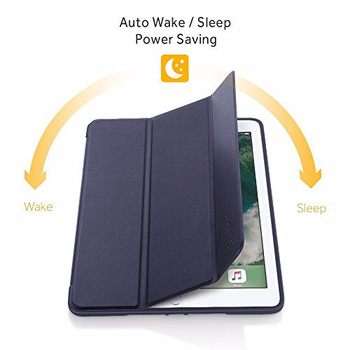 iPad 9.7 2017 Case, EasyAcc Leichtes Soft TPU Back Shell and Hochwertiges PU Leder Hülle mit Automatischem Schlaf Funktion und Standfunktion for iPad 9.7 2017 (Smart Case, Dunkelblau) - 2