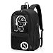 Produktbild Teenager Canvas Double Shoulder Bag, Voice-aktivierte Leuchten-USB-Charging Harajuku Rucksack, wasserdichter Rucksack für 15,6 Zoll Speicher-Laptops für Girls Boys School Bags