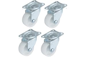 QOPAHI 25mm Castor Wheels - Small Trolley Swivel Casters with Rubber Base Ball Bearing, Single Furniture Wheels to Move Heavy Objects(Pack of 4, White)
