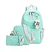 Produktbild Xinwcang 3 Teile Set Causal Rucksack Canvas Daypacks Backpack,Schule/Schulranzen + Schultertasche/Messenger Bag + Handtasche für Jungen Mädchen/Damen Grün
