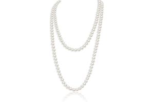 TSHAOUN Długi naszyjnik z pereł, naszyjnik z lat 20. XX wieku, sztuczny naszyjnik, Wielki Gatsby, kropla, choker, koraliki, moda vintage, naszyjnik dla panny młodej, akcesoria na wesele, przyjęcie,