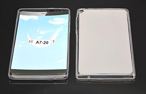 Lusee® Silikon TPU Hülle für Lenovo Tab 2 A7-20F Schutzhülle Case Cover Protektiv Silicone Backcover + Gratis Touchpen Eingabestift sowie Staubschutz halb transparent weiß - 2