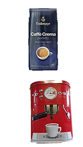 Dallmayr Crema for you perfetto mild und aromatisch 1.000g in Bohne NEU noch mehr Crema ... + + Kaffeedose neu 3 D Design rot