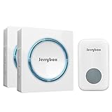 Jerrybox Kit de Timbre Inalámbrico Doble, 1 Pulsador y 2 Receptores, Blanco, Gran Alcance de 300m, para Exterior| Avisador para Puerta Impermeable y Enchufable| Portero- Alarma de Casa Automático sin Hilos